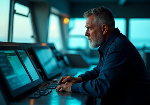 Professionel maritim navigationsekspert i arbejde